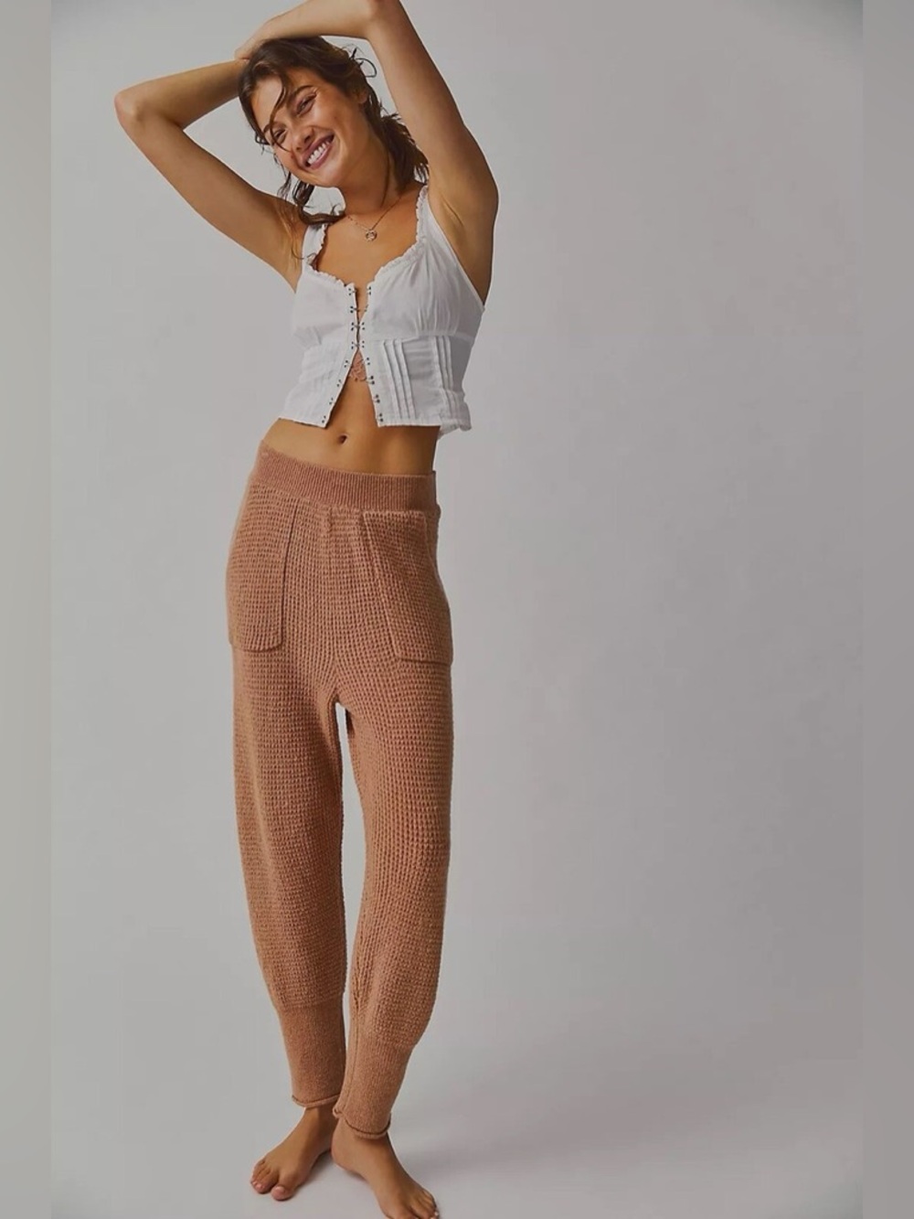 Free People Intimately C.O.Z.Y. Waffle Knit Pocket Joggers Lounge Pants | M